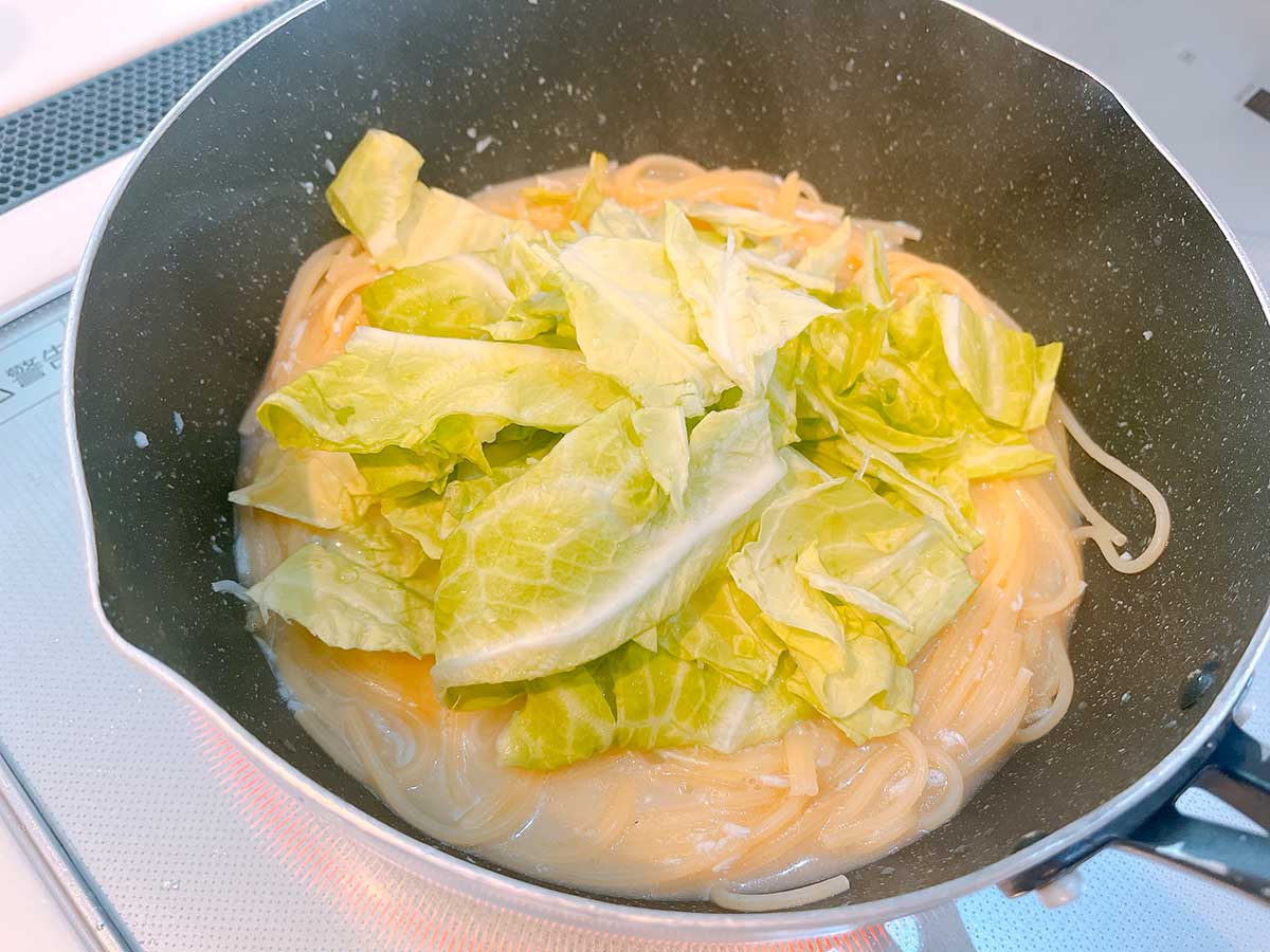 春キャベツとしらすのパスタ