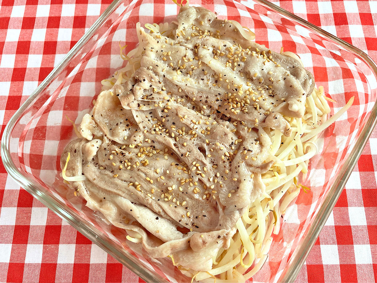 【レンジで豚バラもやし】爆速５分！洗い物ほぼゼロで超ラク